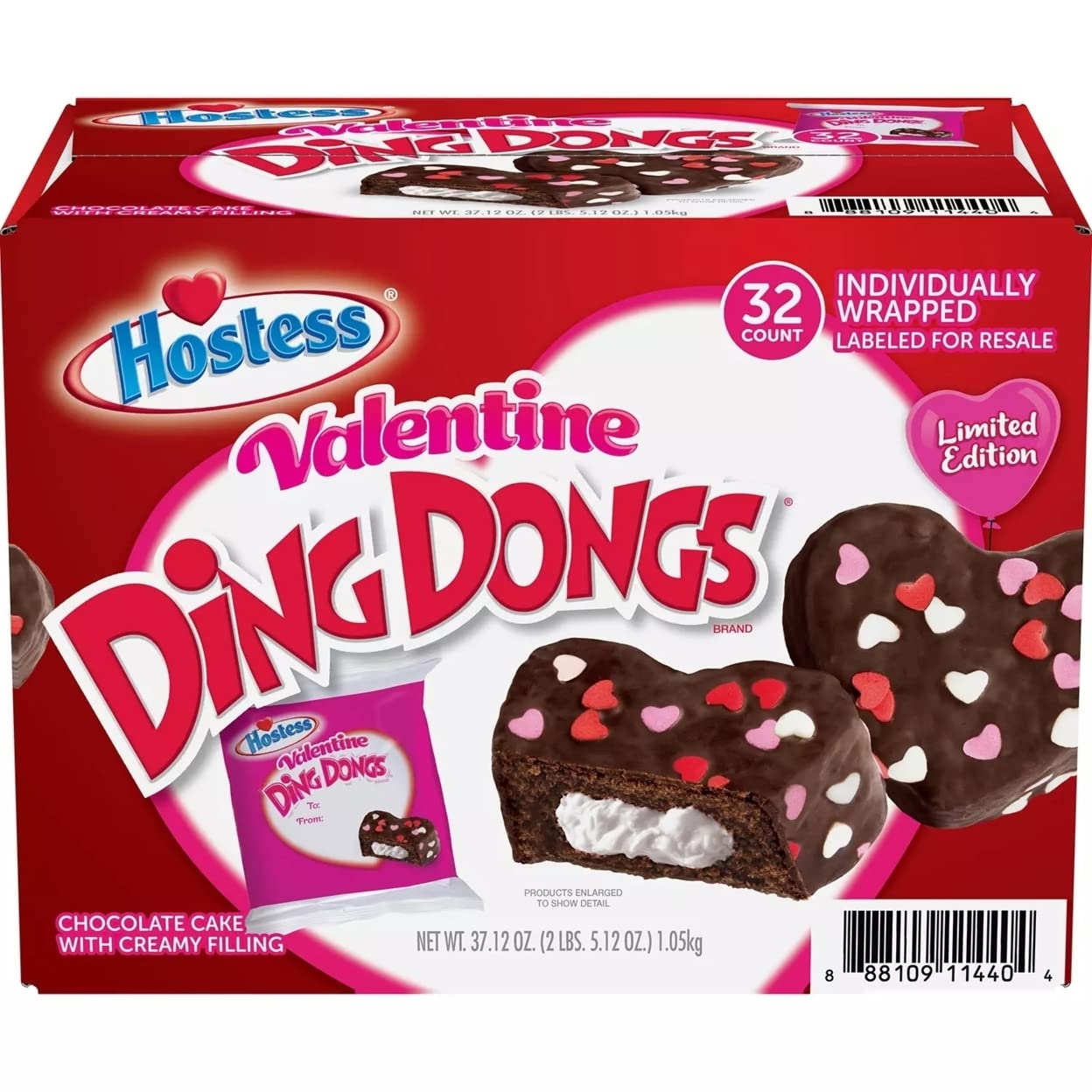 Premium Hostess Valentine Ding Dongs 32 count - Limited Time Offer