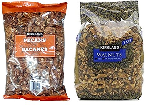 Quality Kirkland Signature Pecan and Walnuts Bundle - Includes Kirkland Signature Pecan Halves (2.0 LB) and Walnuts (3 LB)