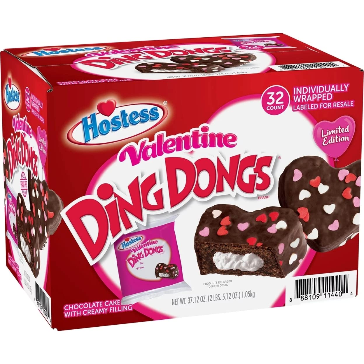 Premium Hostess Valentine Ding Dongs 32 count - Limited Time Offer