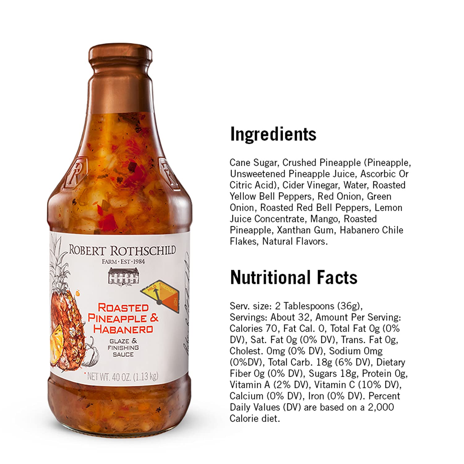 Premium Robert Rothschild Farm Roasted Pineapple & Habanero Gourmet Glaze and Finishing Sauce – Sweet and Spicy Marinade, Glaze or Dip