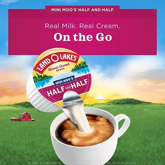 Premium Land O Lake Individual Single Serve Mini Moo's Half and Half Creamer Singles, 192 Count Box (Packaged by Renegade Dimensions)