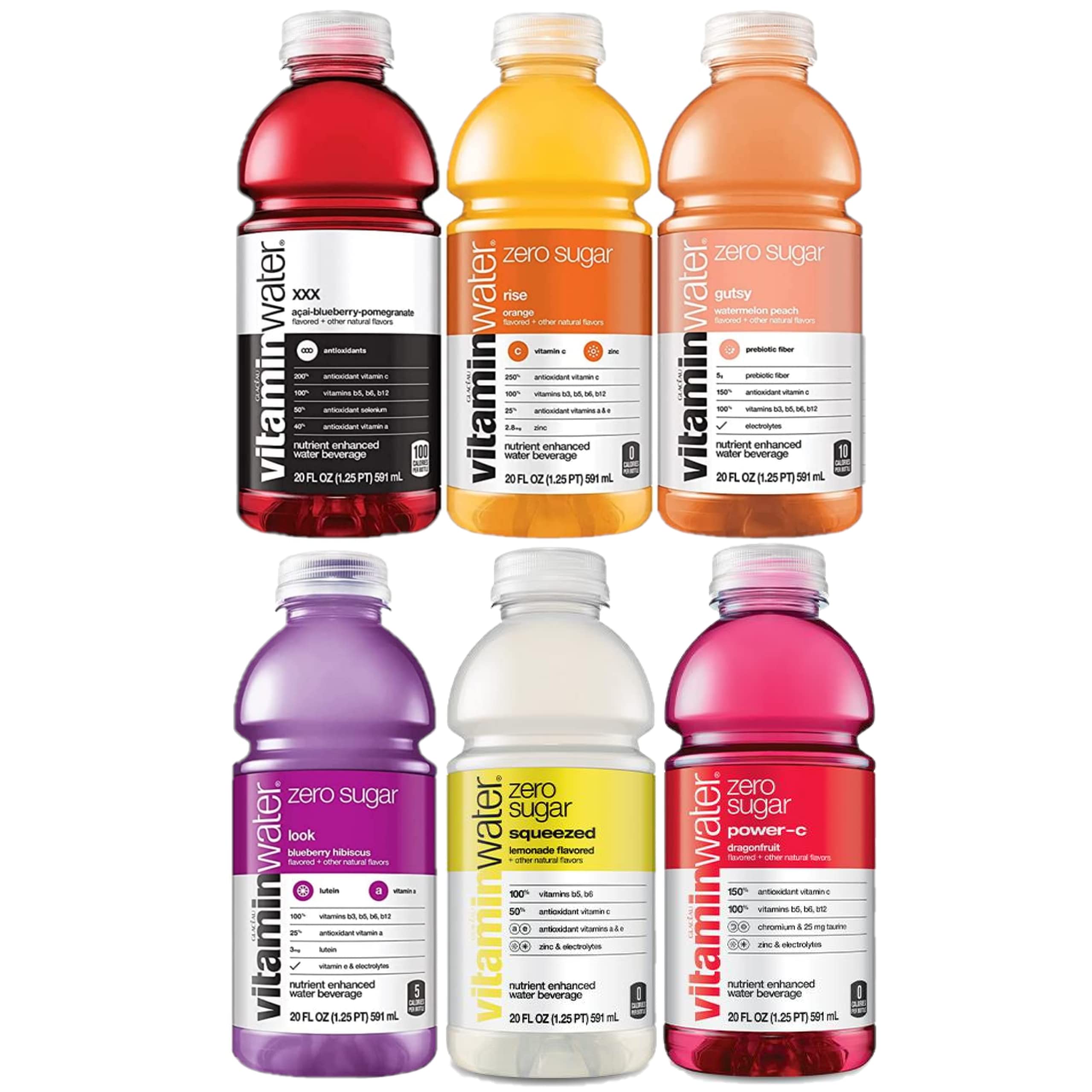 Quality Vitamin Water Zero Sugar | Tasters Edition 6 Pack, 20oz Bottles. Vitamin Water Variety - with Bay Area Marketplace Napkins