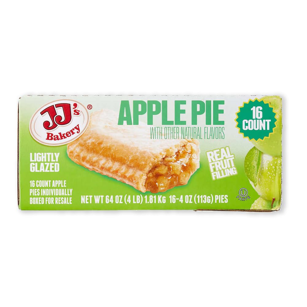 Premium JJ's Bakery Lightly Glazed Apple Snack Pie, 4 Ounce (16-Count)