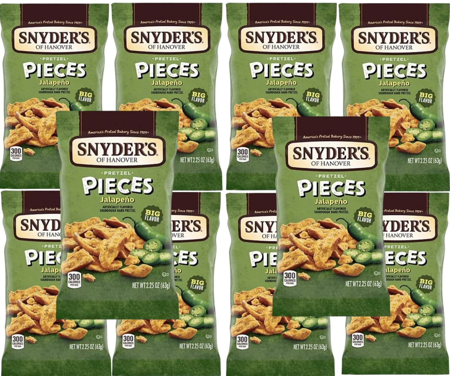 Quality Snyder’s Jalapeño Pretzel Pieces, 2.25 oz, 10 Bags Pack Set