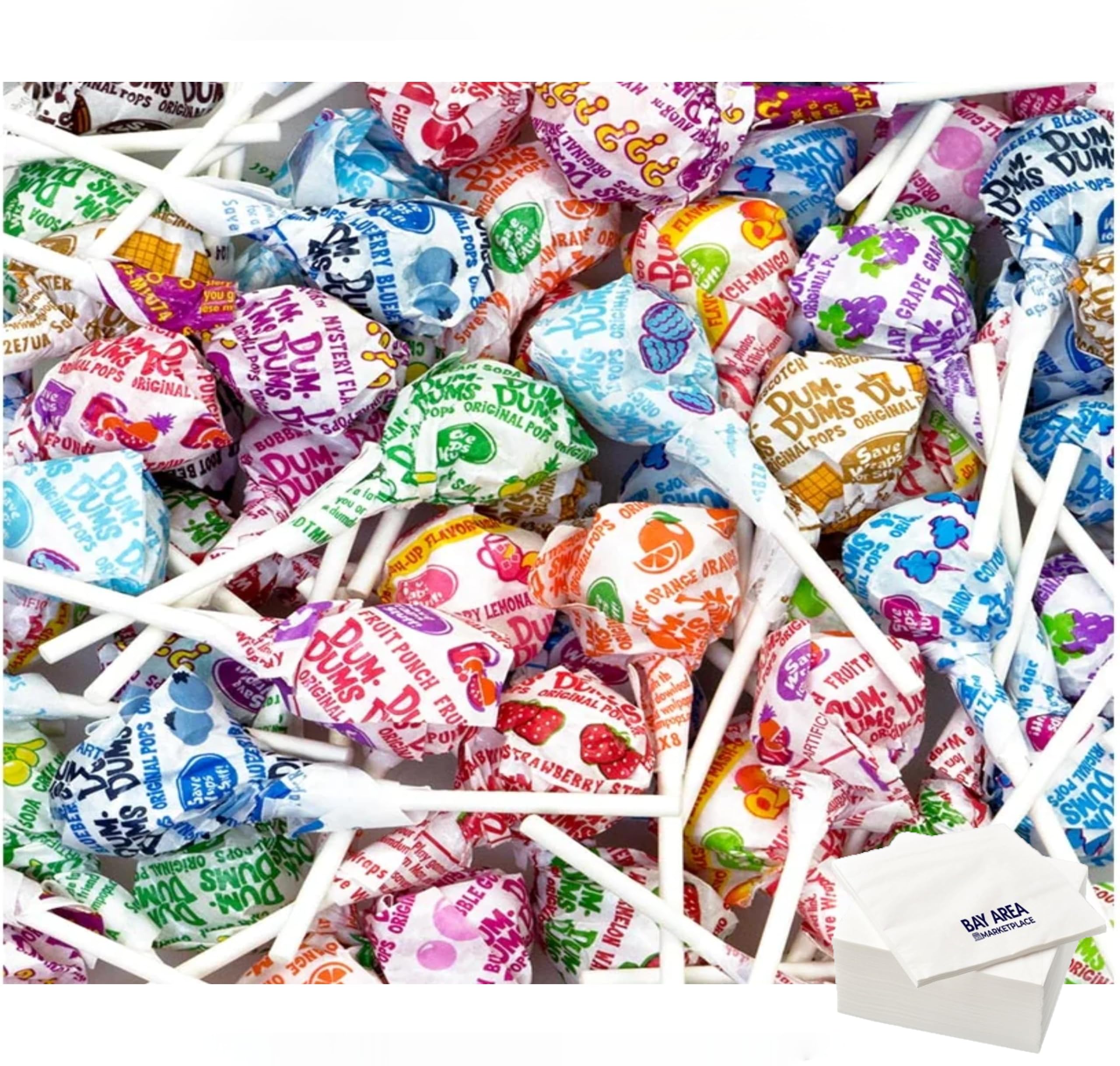 Quality Dum Dum Original Pops, 100 Count, 16 flavors, Ideal for candy bowls, concessions, vending, Haloween and Parties! with Bay Area Marketplace Napkins