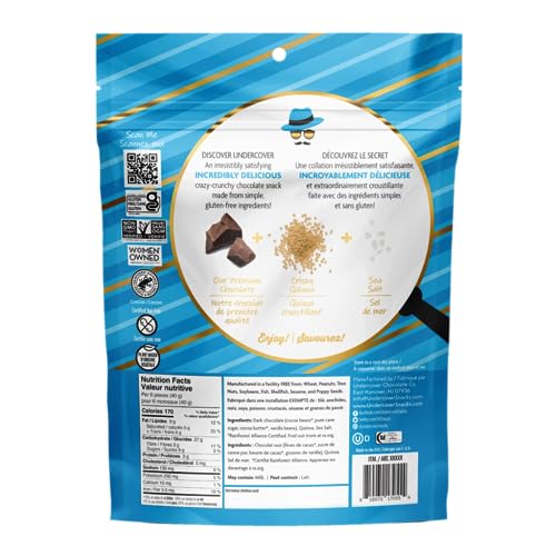Premium Undercover Chocolate Quinoa Crisps, Crispy Quinoa, Dark Chocolate & Sea Salt - 434 Grams
