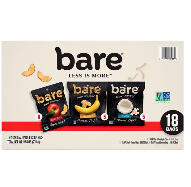 Quality Bare Fruit Snacks Variety Pack, Crunchy Apple, Banana & Coconut Flavors, 36 Count Bags, 0.53 oz Each (with Bonus HUBZ Mini Pet, Luggage GPS Tracking Device)