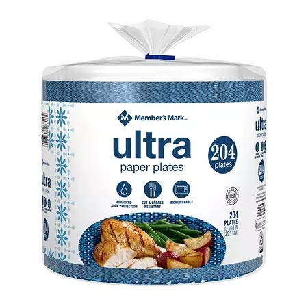 Quality Member Mark Ultra Dinner Paper Plates (10", 204 ct.)