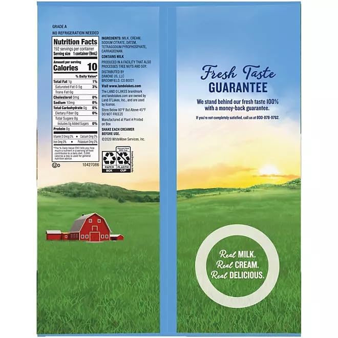 Premium Land O Lake Individual Single Serve Mini Moo's Half and Half Creamer Singles, 192 Count Box (Packaged by Renegade Dimensions)