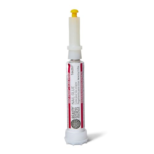 Premium Beauty Secrets Drip & Clog Proof Nail Glue (1 Pack) Bundled with Nail File Black Cushion Medium Coarse 180/100 Grit by Beauty Secrets