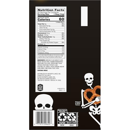 Quality Snyder's of Hanover Mini Pretzels, Halloween Treats Snack Packs, 30 Ct
