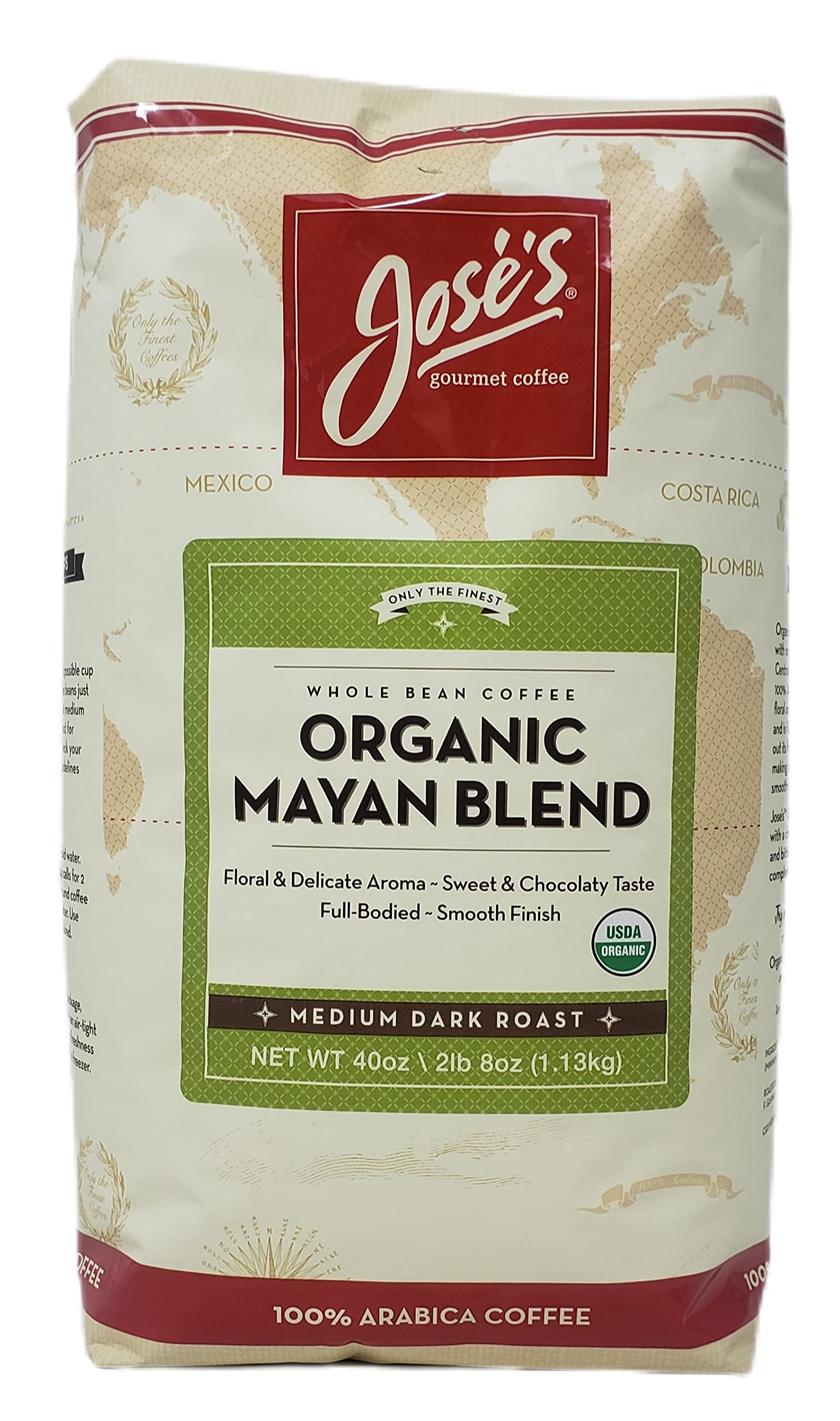 Quality CC Goods Jose's Organic Mayan Blend Whole Bean Coffee - Pack of 3 Bags - 40 oz Per Bag - 120 oz Total of Bulk Joses Gourmet Coffee - 100Percent Arabica Coffee - Medium Dark Roast