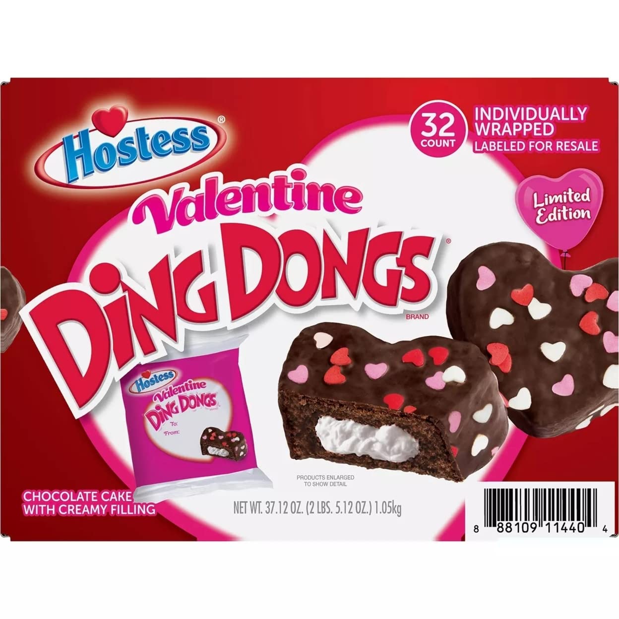 Premium Hostess Valentine Ding Dongs 32 count - Limited Time Offer