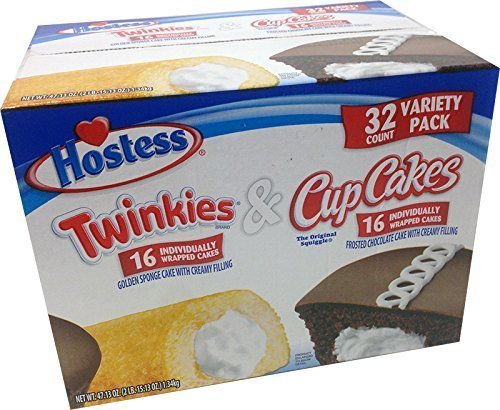Quality Hostess Twinkies & Cupcakes (16 Twinkies & 16 Cupcakes), Individually Wrapped, 32 Total