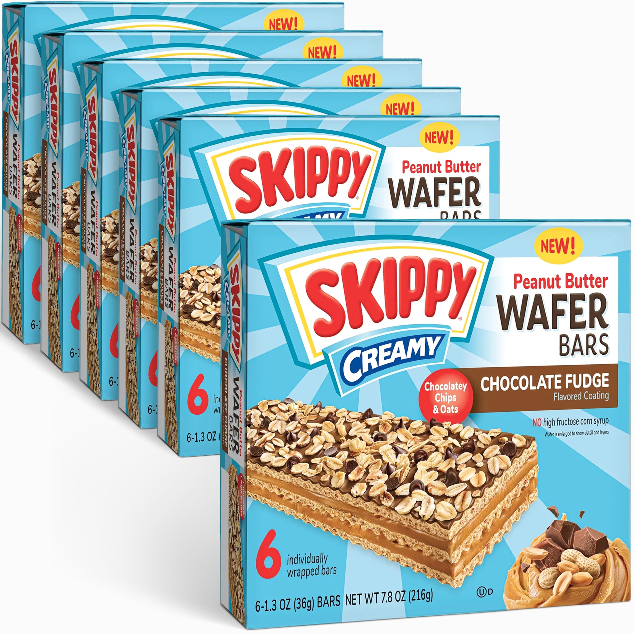 Quality Skippy Creamy Peanut Butter And Chocolate Fudge Wafer Snack Bar, 1.3 Oz, 6 ct (Pack of 6-36 ct)