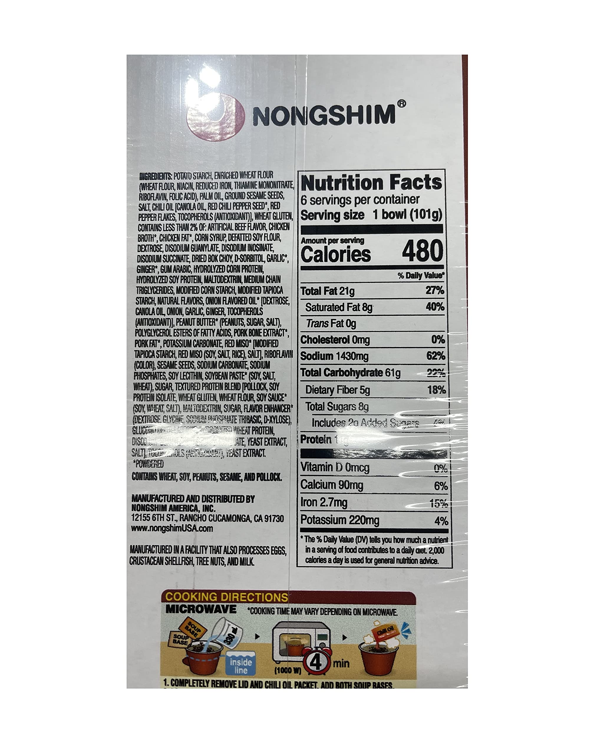 Quality Nongshim Tantanmen Premium Noodle Soup Bowl, Ramen w/Chili Oil, 3.56 Oz (6 Ct)