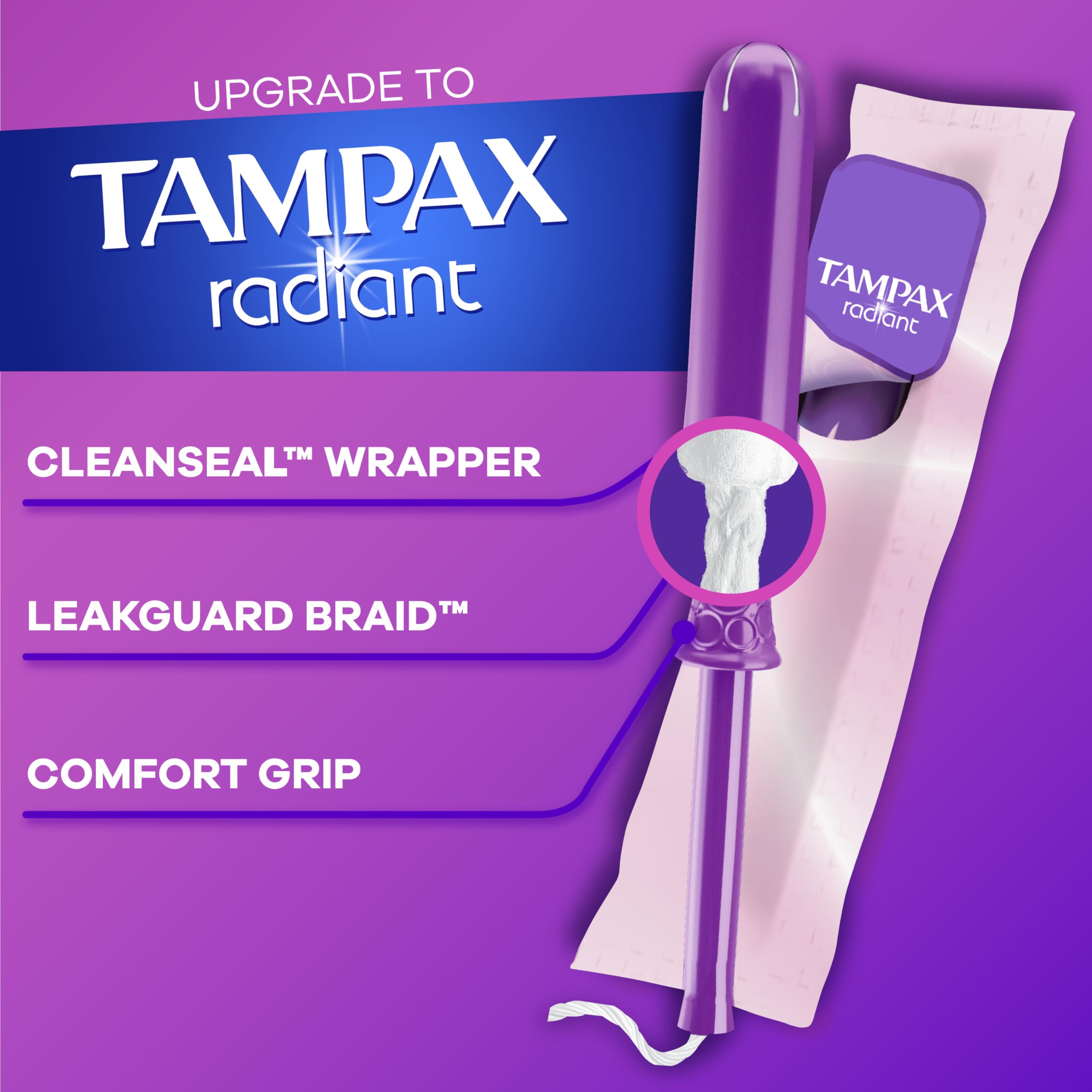 Premium Tampax Cardboard Tampons Regular Absorbency, Anti-Slip Grip, LeakGuard Skirt, Unscented