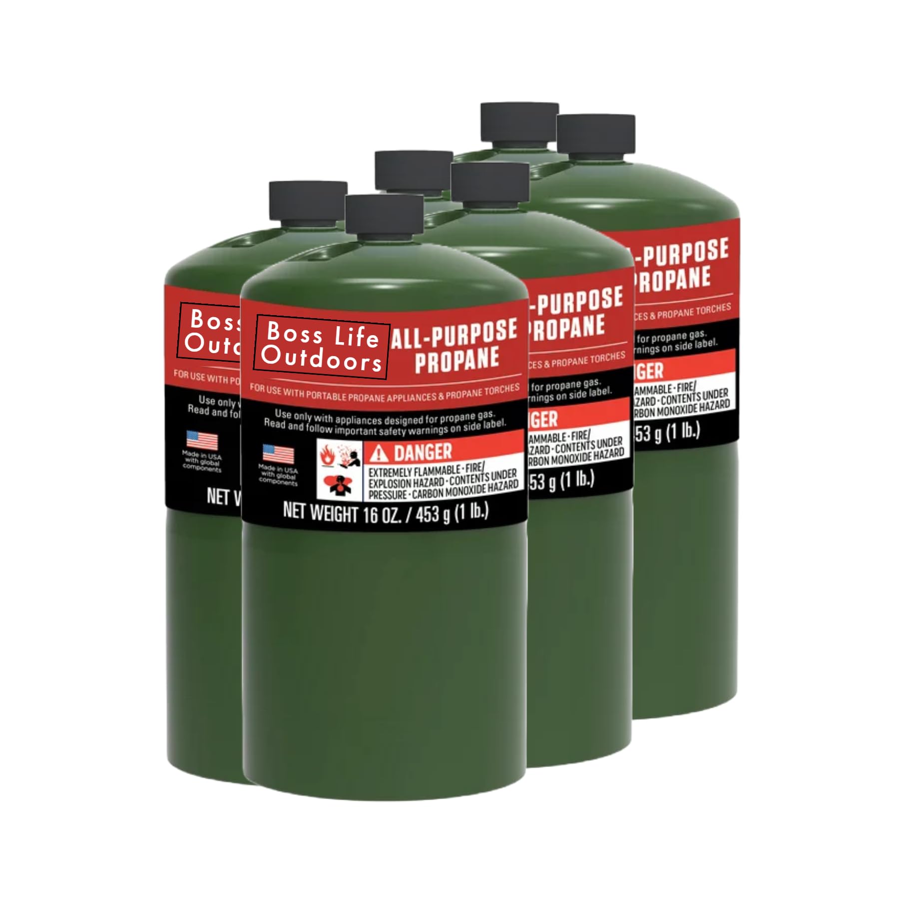 Premium Boss Life Outdoors Propane Cylinders - 16 Oz (6 Pack)