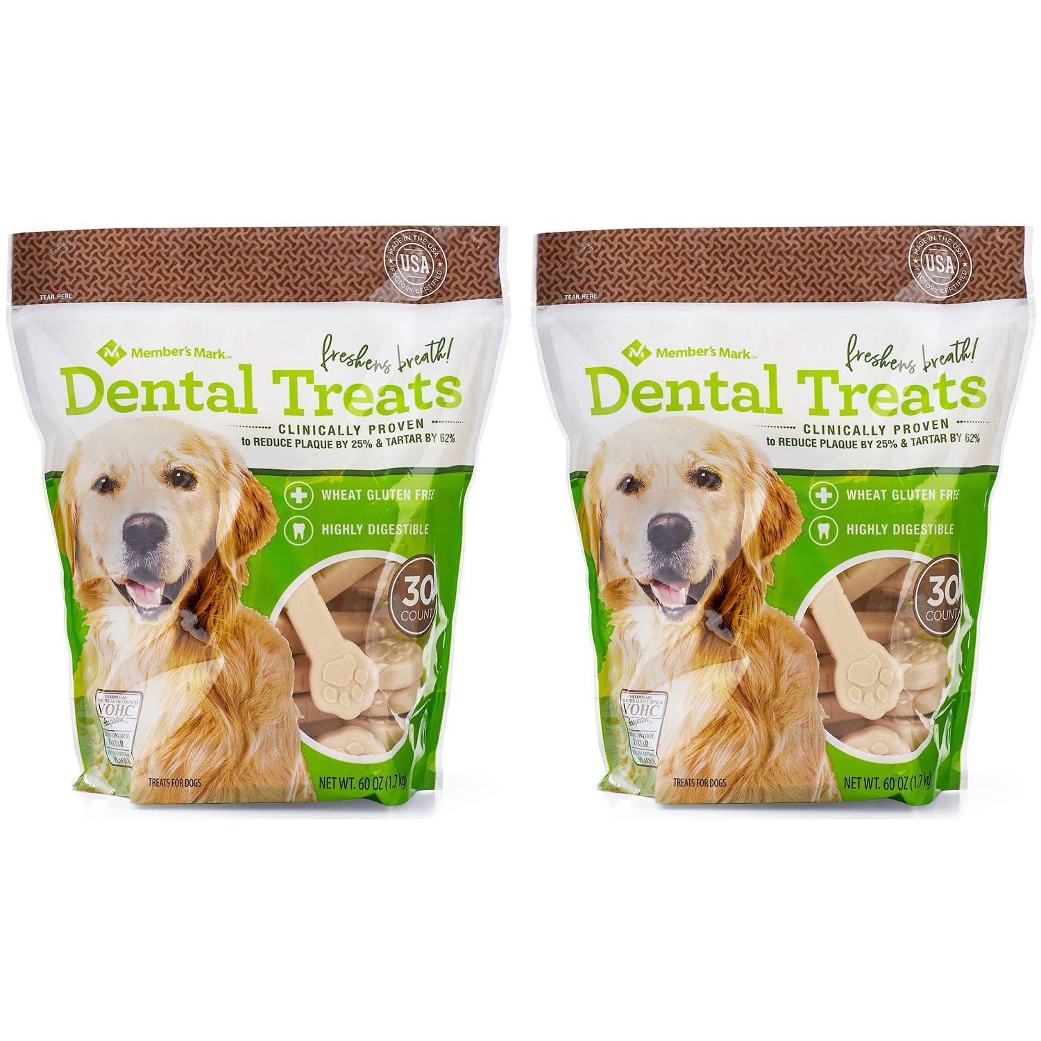 Premium Member's Mark Dental Chew Treats for Dogs 30 ct. / 2 Pack