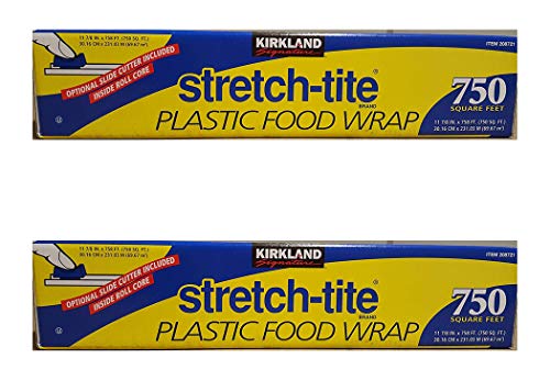 Premium Kirkland Signature Stretch Tite Plastic Food Wrap 11 7/8 Inch X 750 SQ. FT. Pack 2