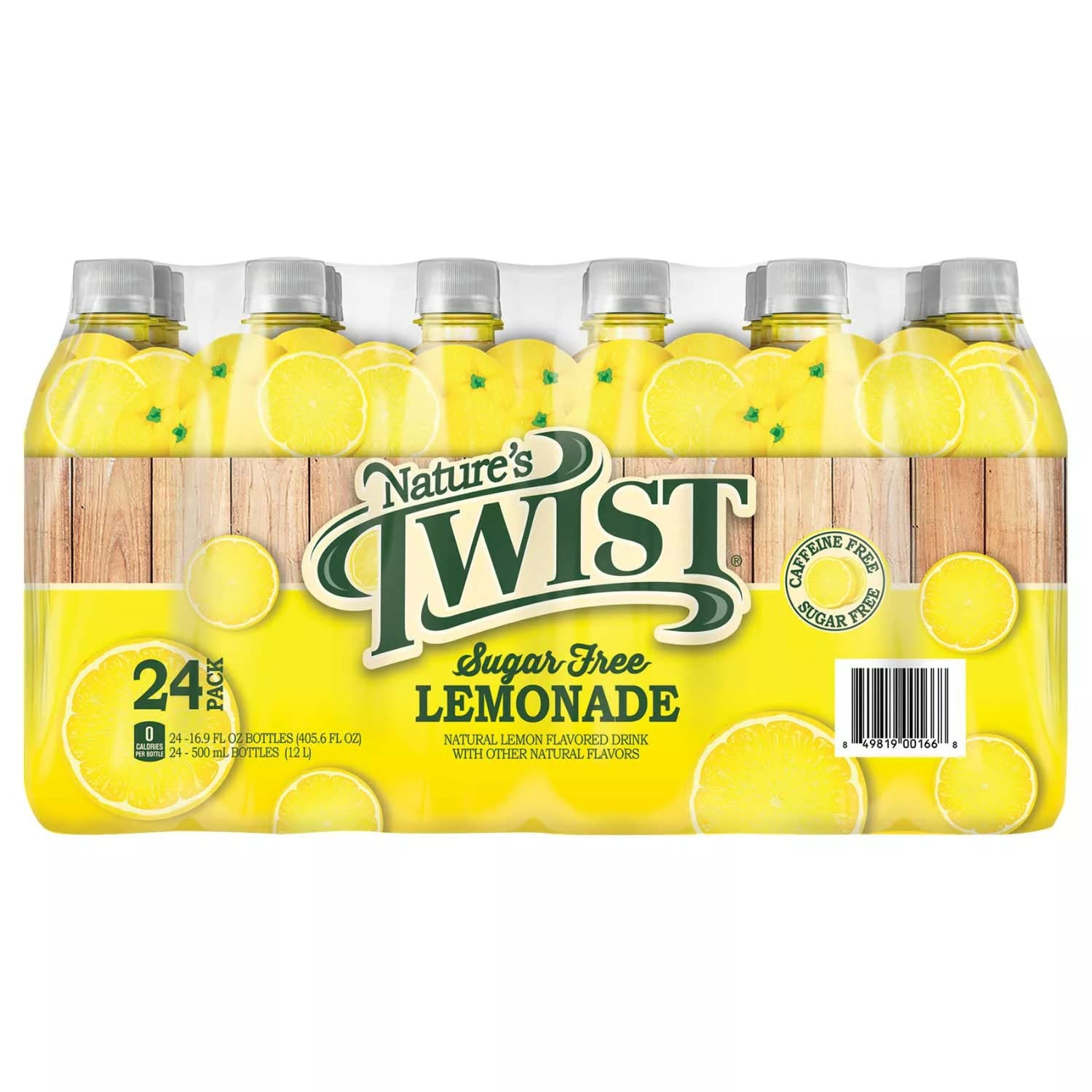 Premium Nature’s Twist Sugar Free Lemonade with Real Fruit Juice - Caffeine Free, Low Sodium, Natural Flavor, 16.9 Fl Oz Bottles (24-pack)