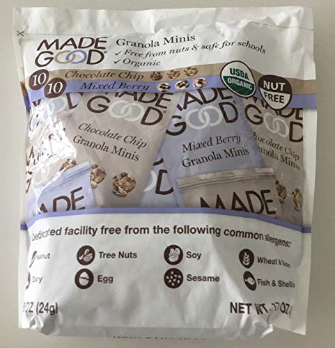 Premium Made Good Granola Minis Variety Bundle, 10 of Each Mixed Berry and Chocolate Chip Granola Minis 0.85 Ounce Pouches, 20 Total