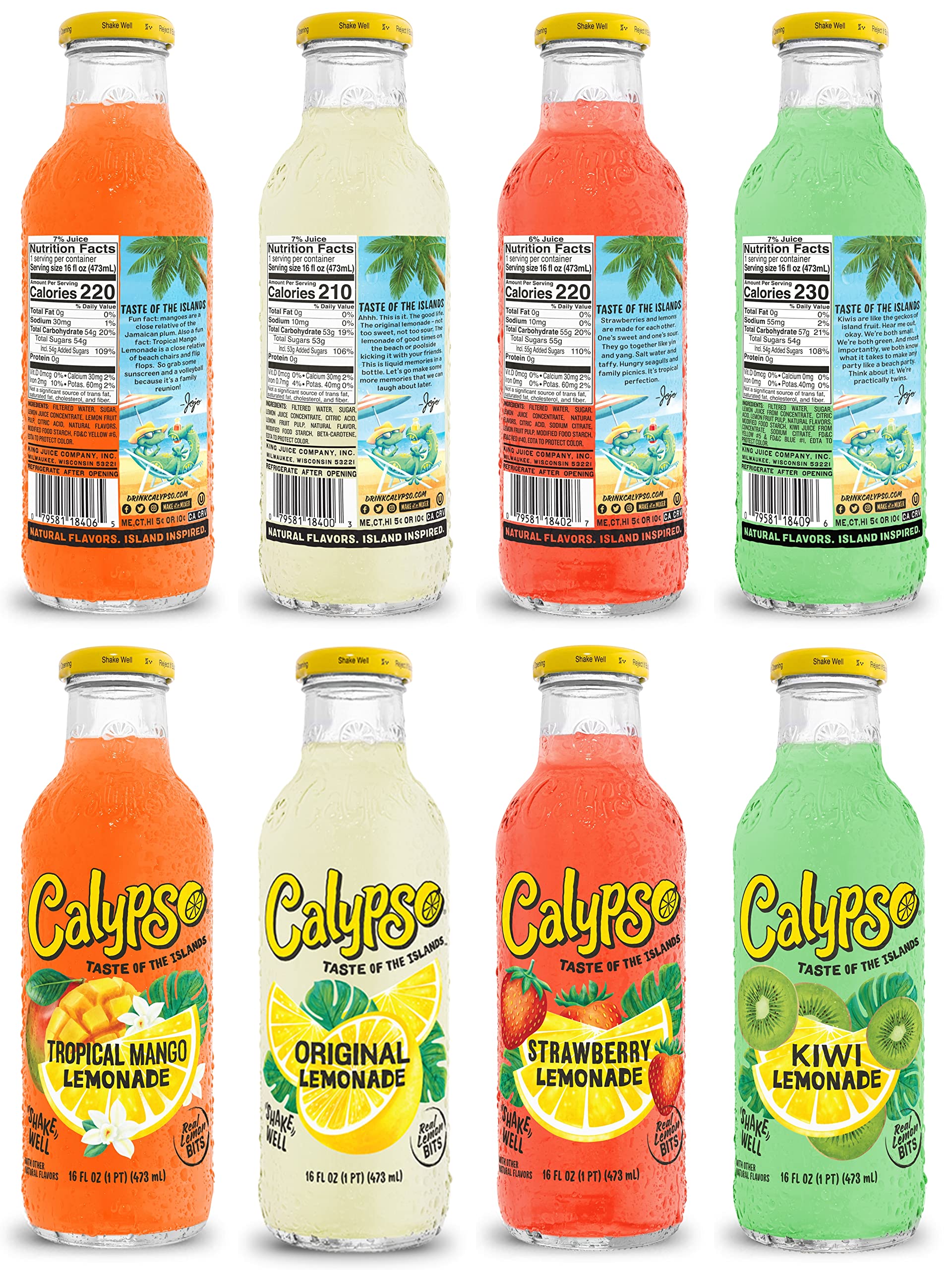 Premium Calypso Lemonades Made with Real Fruit and Natural Flavors | 8 Flavor Variety,16 Fl Oz (Pack of 8)