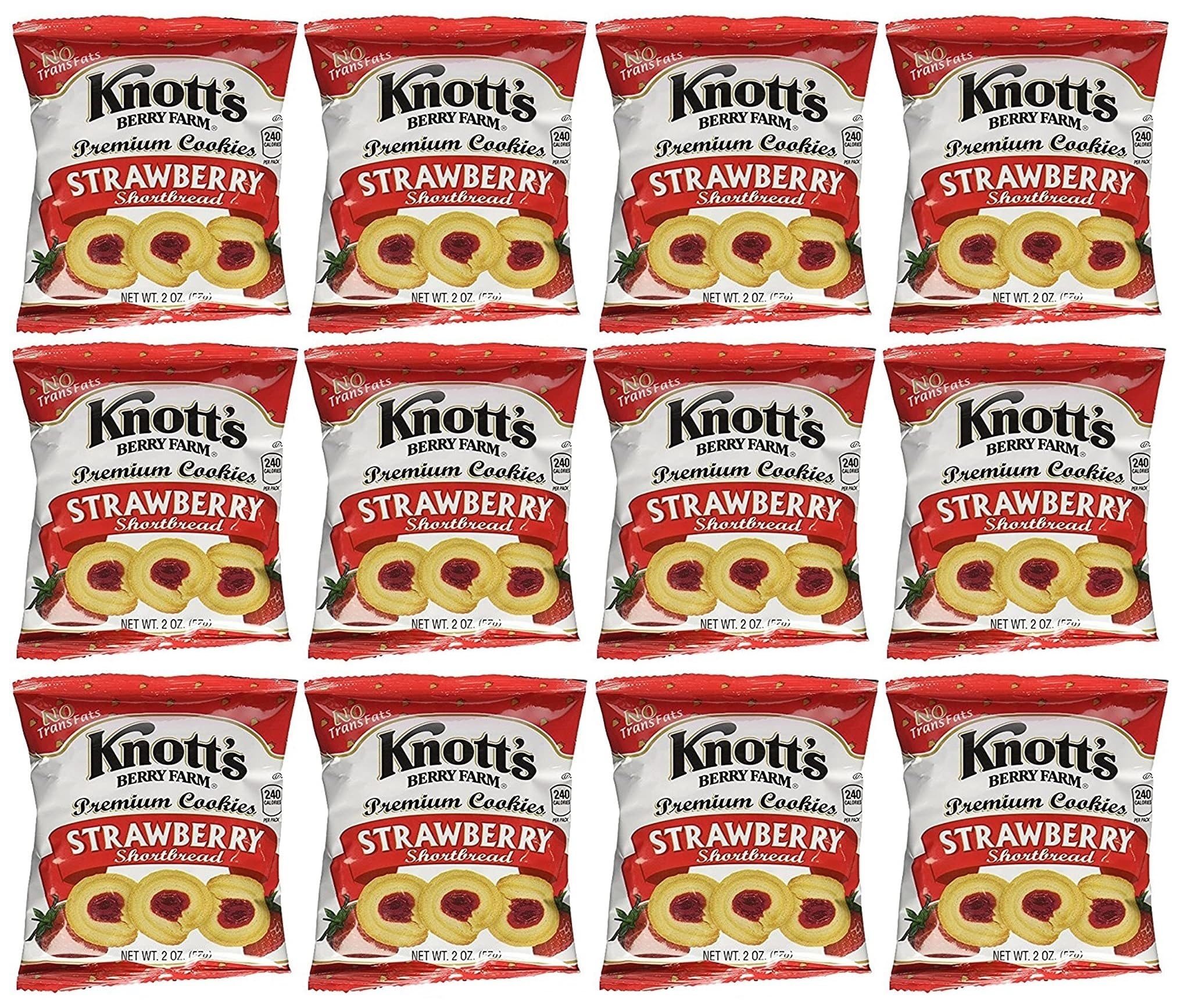 Premium Knott's Berry Farm Strawberry Shortbread Cookies, 2 Oz (Pack of 12)