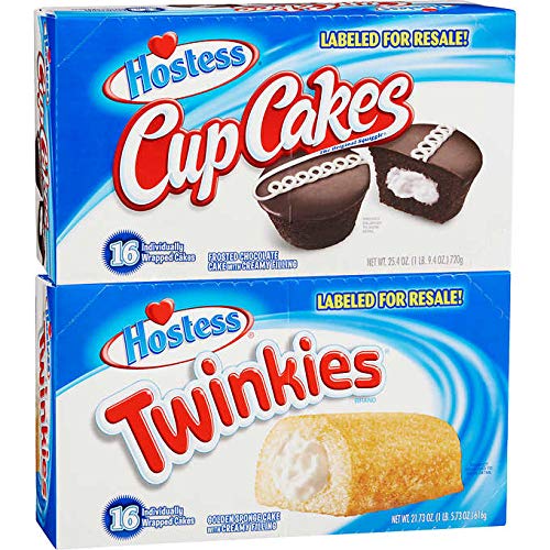 Quality Hostess Cupcakes and Twinkies Individually Wrapped Cakes Variety Pack - 32 Count