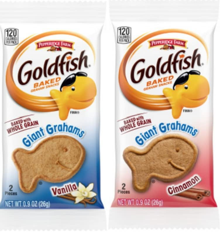 Goldfish Giant Graham Crackers - 30 Individually Wrapped Packages - 15 Cinnamon and 15 Vanilla Flavor, 27.0 Ounce