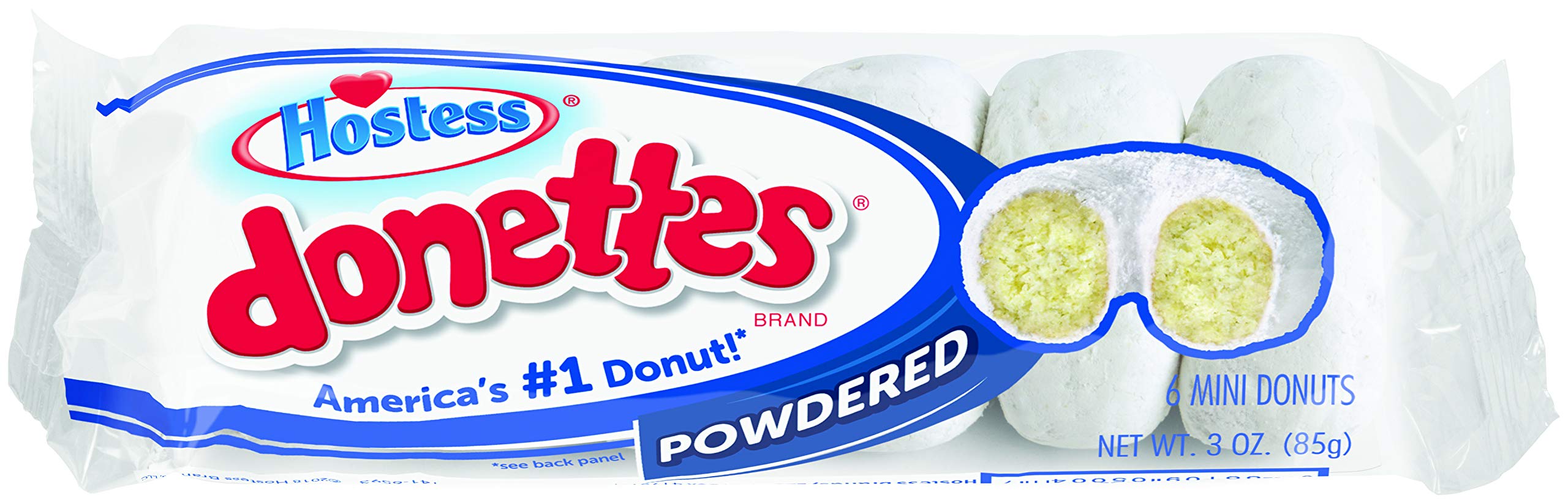 Premium Hostess Donettes Mini Donuts, Powdered Sugar, 3 Ounce, 10 Count