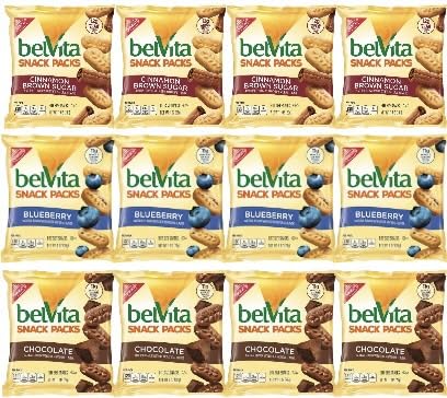 Premium QT LIMITED Belvita Breakfast Biscuits Bite-Size Snack Packs Variety Pack, 1 oz Bags (12 Count)