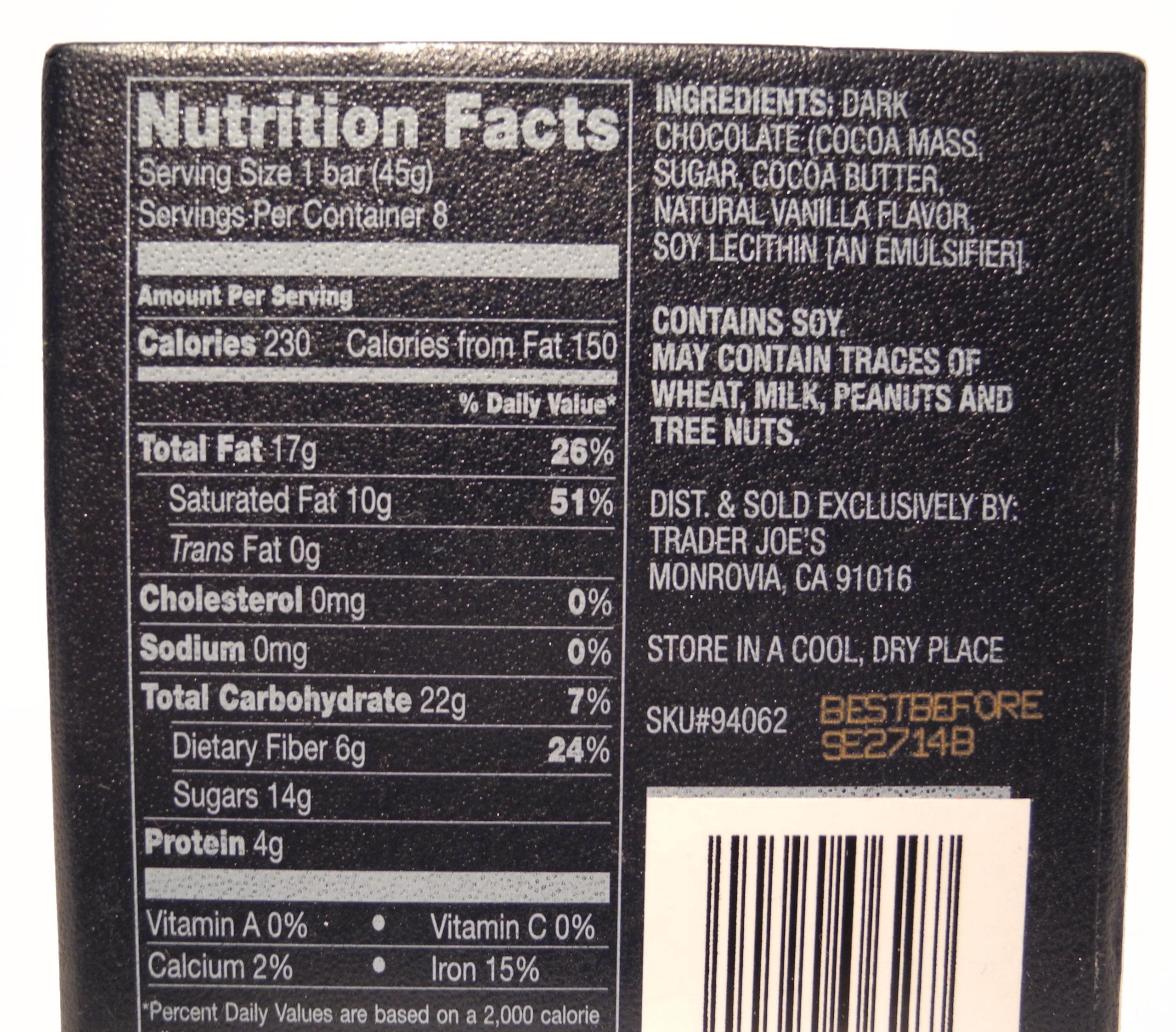 Organic Trader Joe's Chocolate Passport Single Origin 8x 45g bars