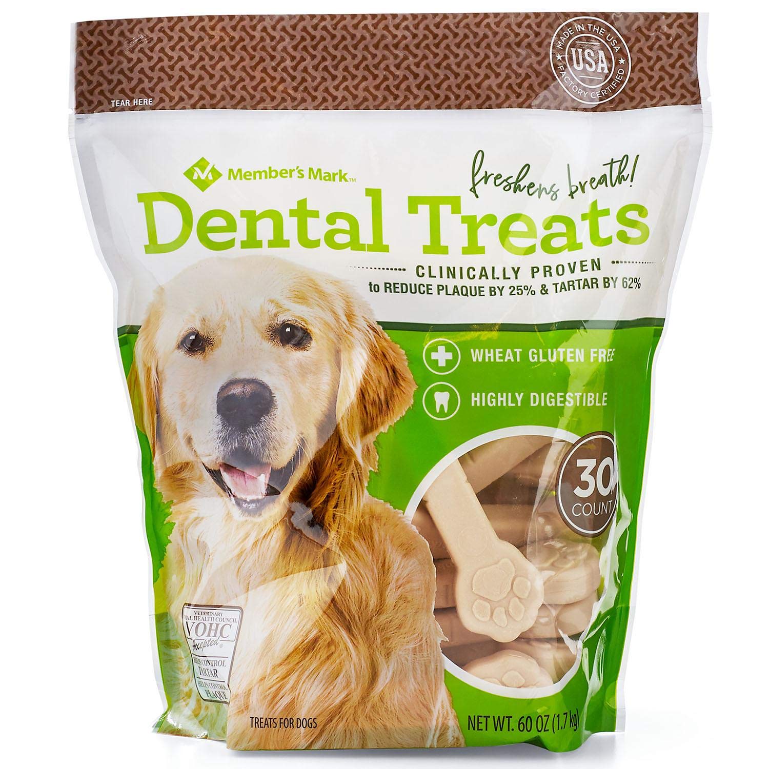 Premium Member's Mark Dental Chew Treats for Dogs 30 ct. / 2 Pack