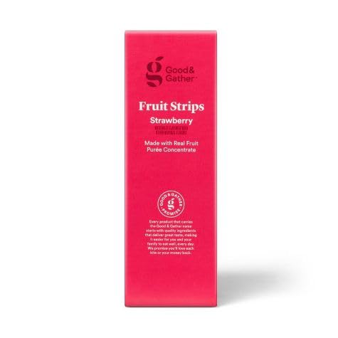 Premium Fruit Strips Fruit Leathers Healthy Snack Made with Real Fruit and Veggie Puree Concentrate Good and Gather 10 Strips (Strawberry) - SET OF 3