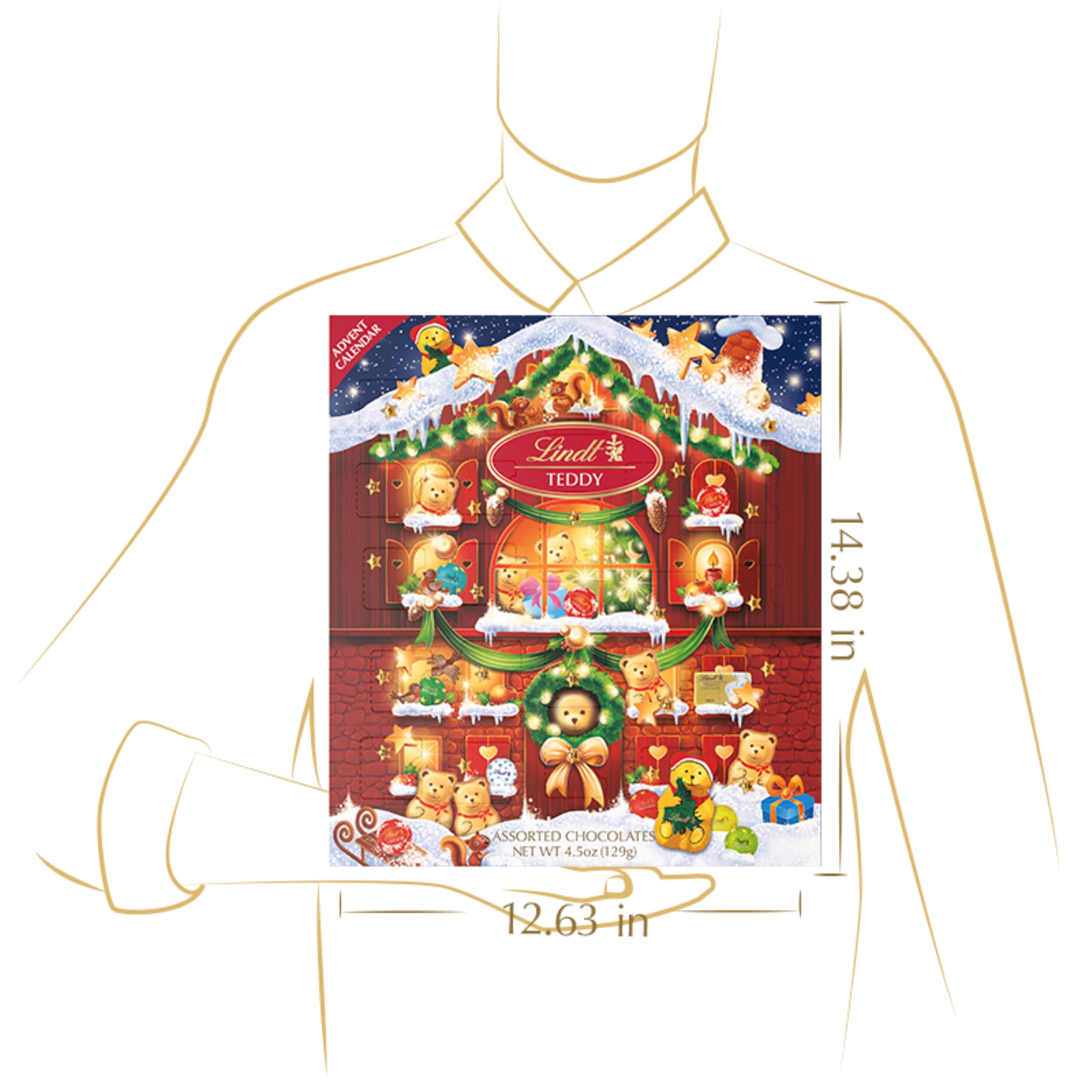 Premium Lindt Holiday Teddy Bear Chocolate Candy Advent Calendar