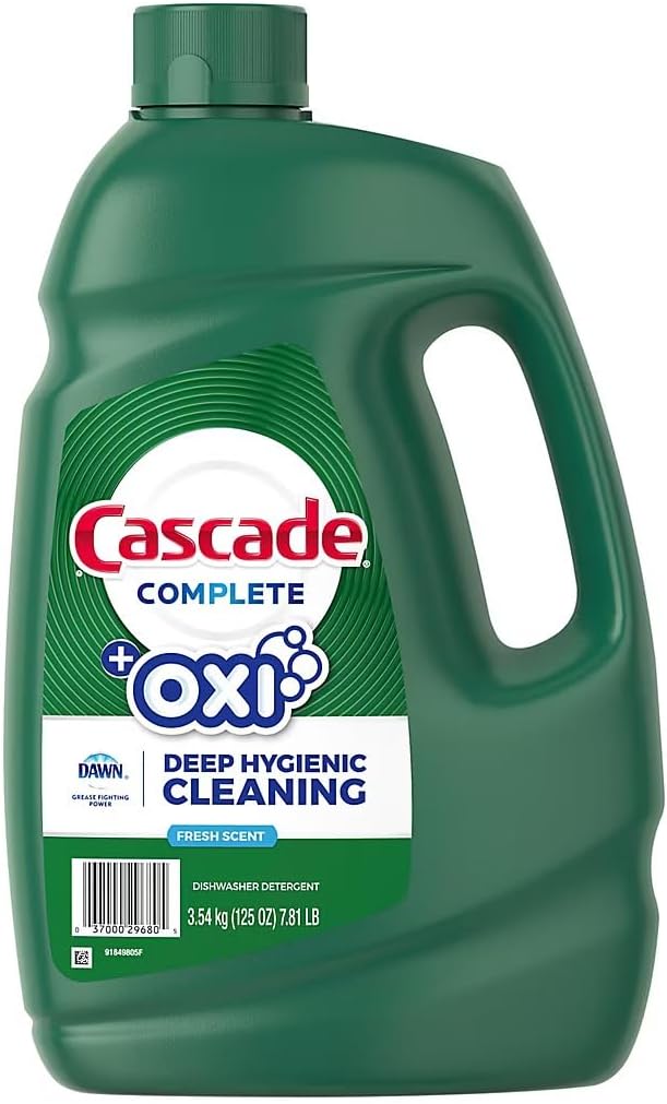 Cascade Advanced Power Dishwasher Detergent Gel, Fresh Scent, Dishwashing Detergent with Dawn Grease Fighting Power, 125 oz Plastic Bottle