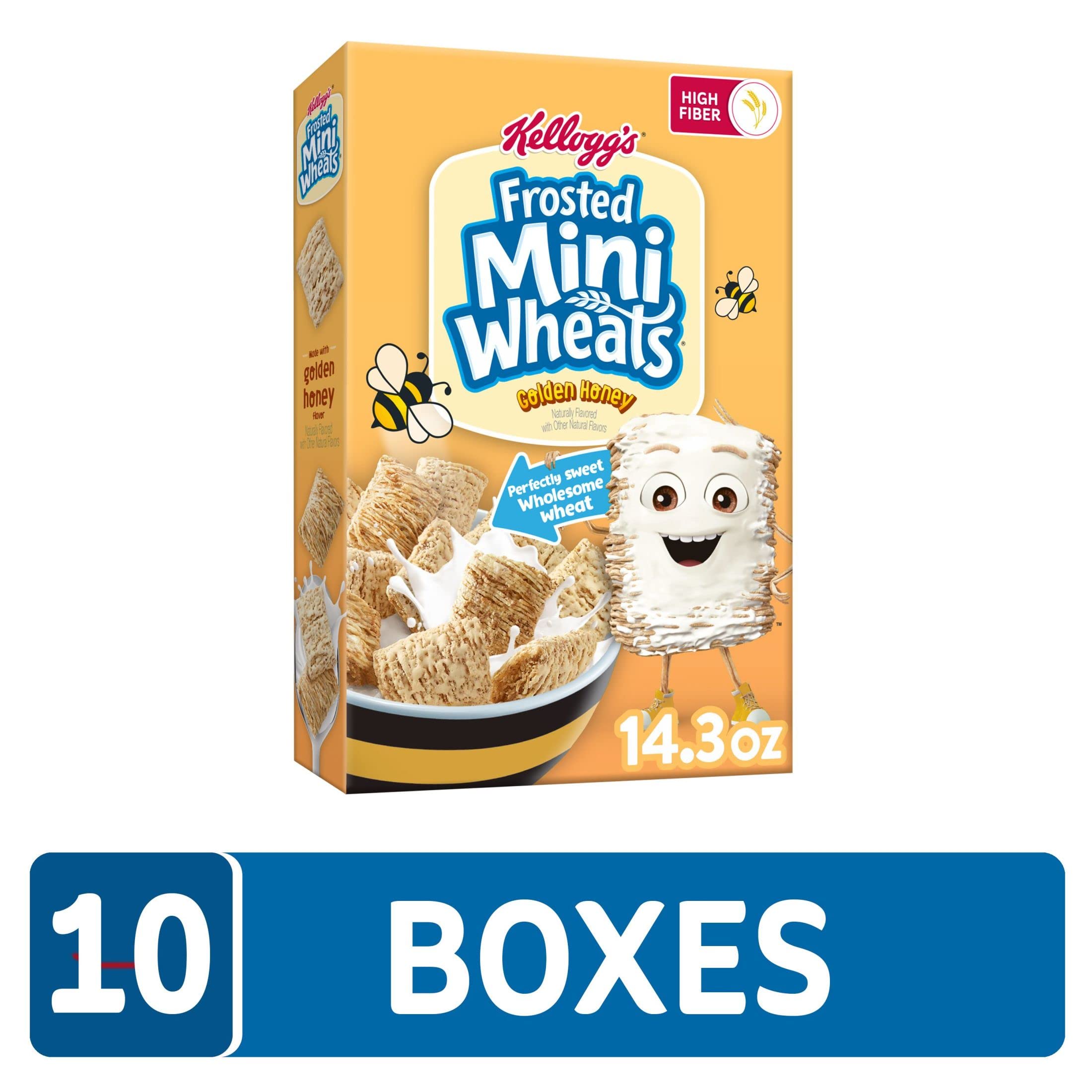 Nutritious Kellogg's Frosted Mini-Wheats Cold Breakfast Cereal, Whole Grain, High Fiber Cereal, Kids Snacks