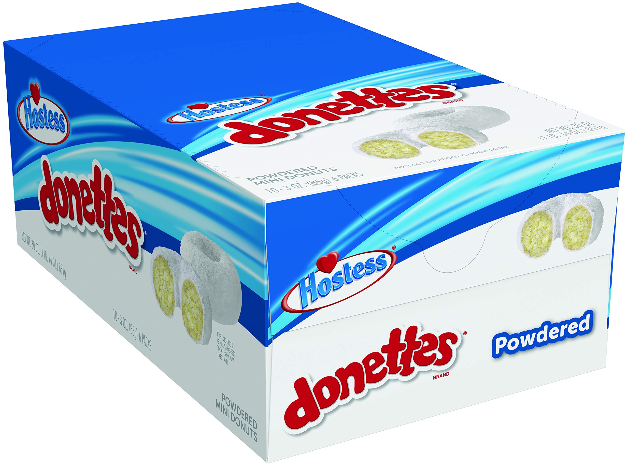Premium Hostess Donettes Mini Donuts, Powdered Sugar, 3 Ounce, 10 Count