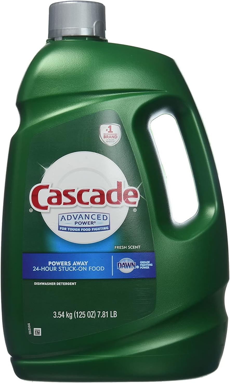 Cascade Advanced Power Dishwasher Detergent Gel, Fresh Scent, Dishwashing Detergent with Dawn Grease Fighting Power, 125 oz Plastic Bottle