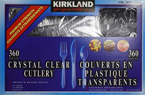 Quality Kirkland Signature - neys Heavyweight Clear Cutlery - 360 Pieces - Includes Weight Plastic Forks, Spoons and Knives vynft
