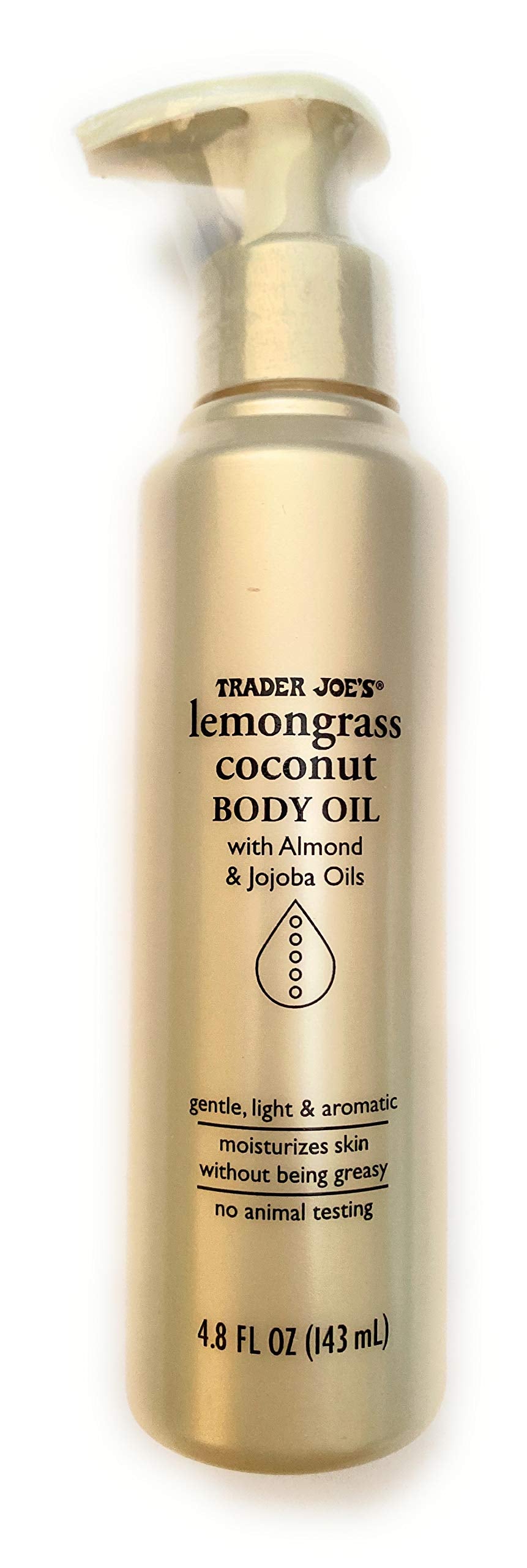 Premium Trader Joes Lemongrass Coconut Body Oil with Almond and Jojoba Oils 4.8 FL OZ (143 ml)
