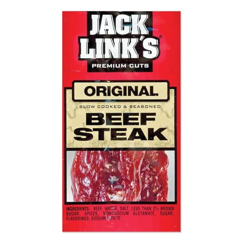 Jack Link's Premium Cuts Beef Steak, Original – Protein Snacks, Meat Snack with 11g of Protein, Made with 100% Beef, Individually Wrapped Bulk Snack Pack for Break Rooms – 1 Oz. (72 Count)