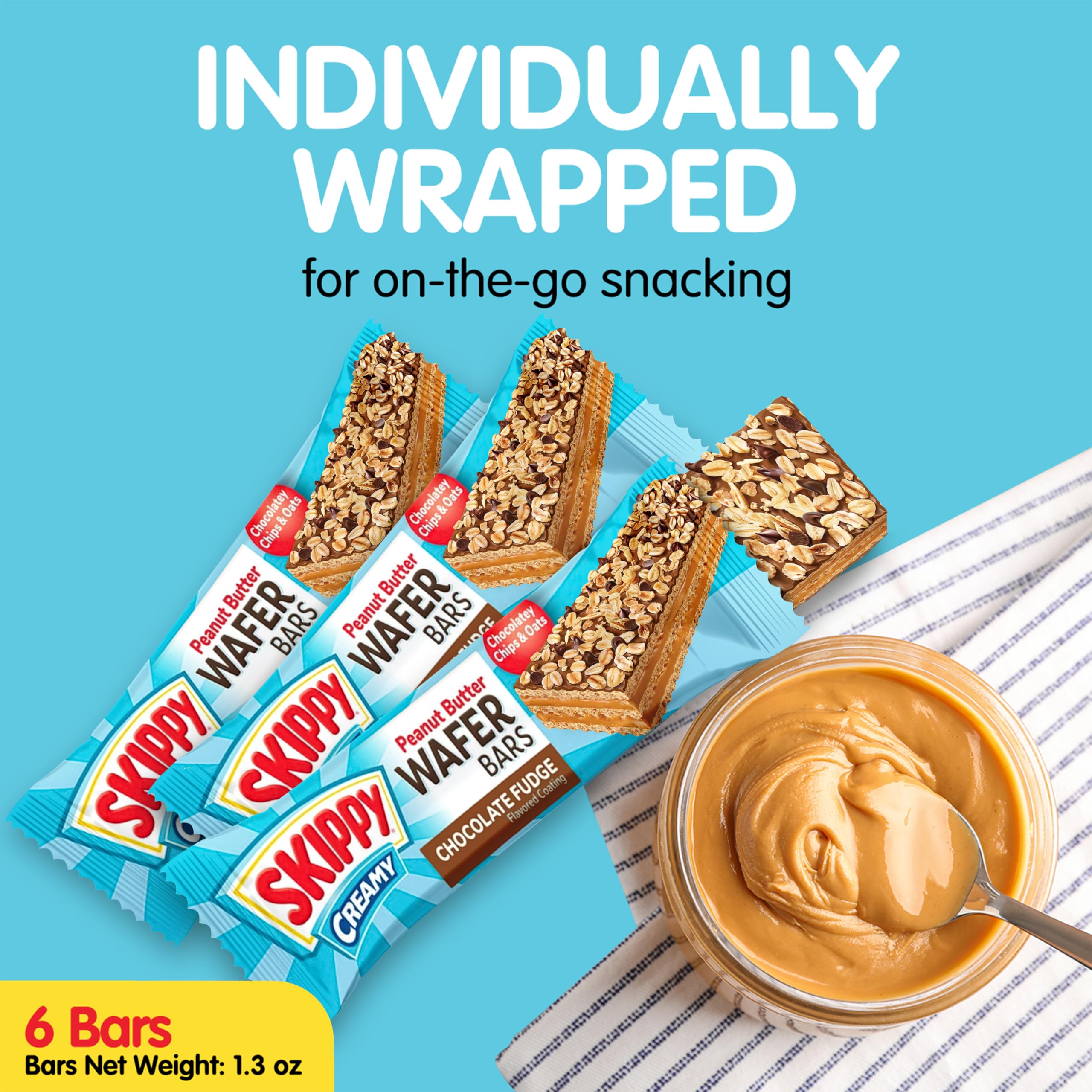 Quality Skippy Creamy Peanut Butter And Chocolate Fudge Wafer Snack Bar, 1.3 Oz, 6 ct (Pack of 6-36 ct)