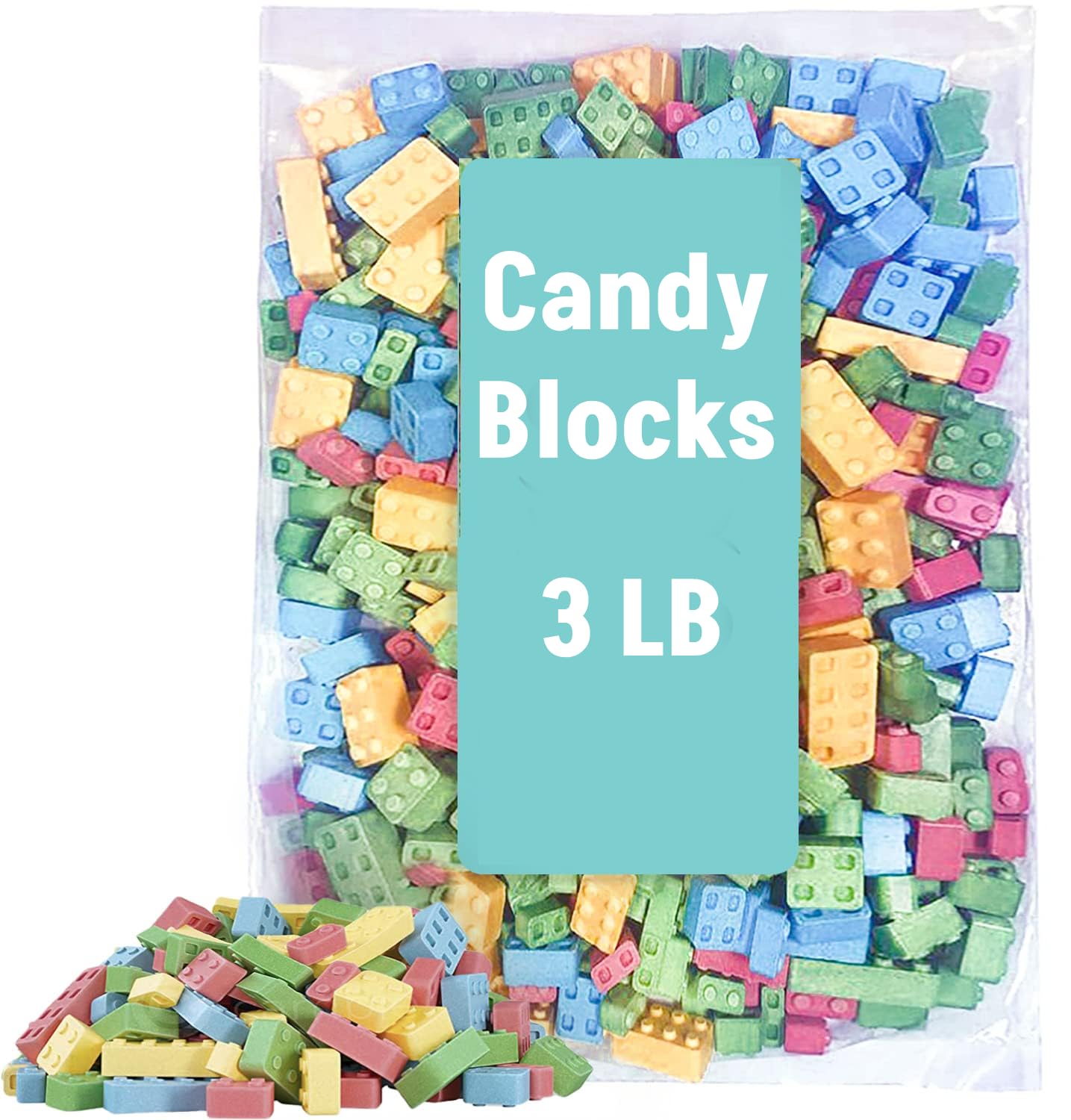 Building Blocks Candy - 3 Pound Bag - Building Block Candies - Candy Bricks Assorted Flavors - Edible Blocks Assortment