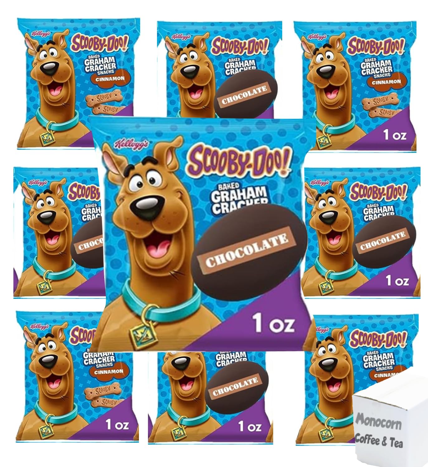 Scooby Snacks, Graham Cracker Treats, Cinnamon and Chocolate, Pack of 10 Packed By Monocorn