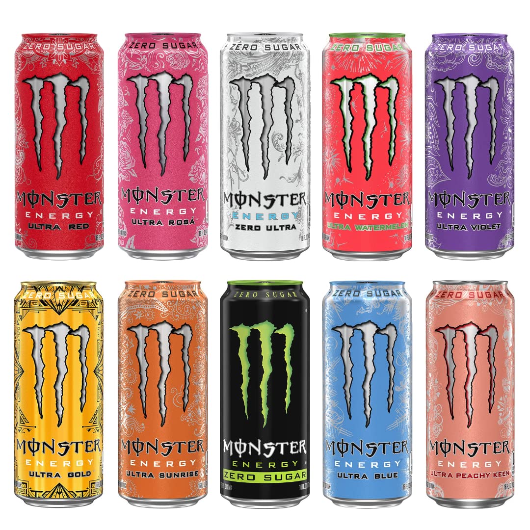 Monster Energy Sampler Pack, Super Drink 10 Flavor Variety Pack - 16 Fl Oz Cans (10 Pack) 16.0 fluid_ounces