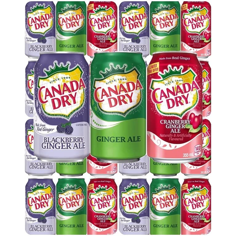 WESTERNMBY Ginger Ale Variety Pack, Cranberry, Blackberry, Regular, 12 fl oz, 18 cans 216 Fl Oz