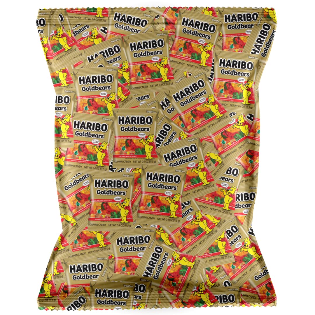 Haribo Goldbears Gummi Candy, Mini Bags, (0.4 oz) - Individually Wrapped Candy (2 Pounds) (2 LB), Orange