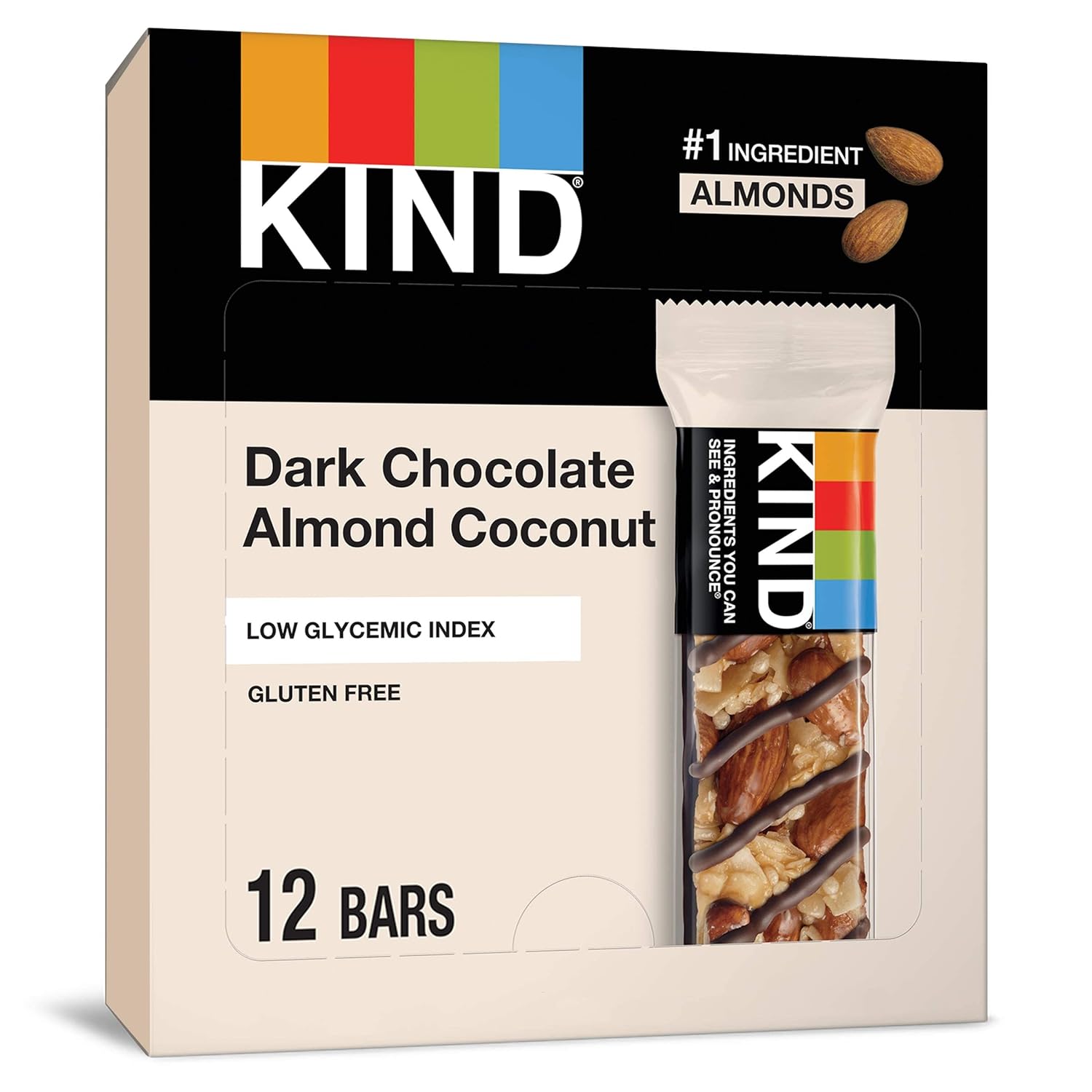 KIND Bars, Dark Chocolate Almond & Coconut, Healthy Snacks, Gluten Free, 12 Count